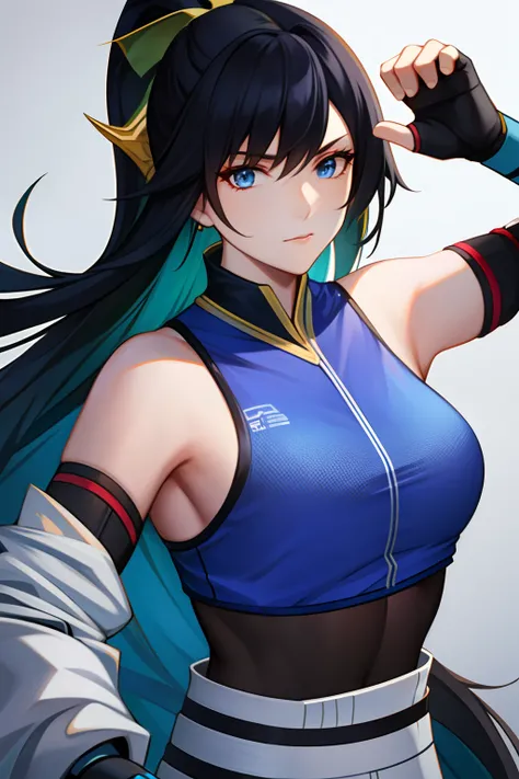 wuxia,female,robot cyborg mech fighter,wmma, wearing sports bra fingerless gloves, martial arts,fcPortrait