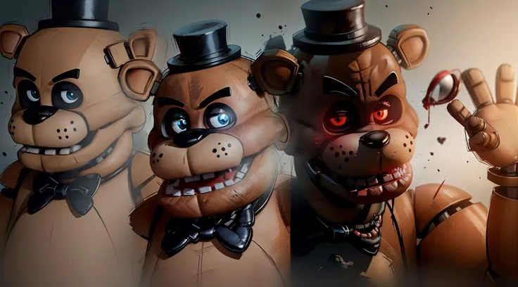 freddy fazbear as mask doomed to dead face, sangue, dentes afiados