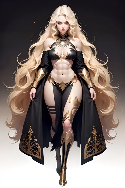 Coloring page Line art, Black and white, intricate line art, stunningly beautiful beast woman, monochrome, blonde long wavy hair, sparkling gold big eyes, abs, great proportions, full body shot, background, anime coloring page, fantasy, portrait, coloring ...