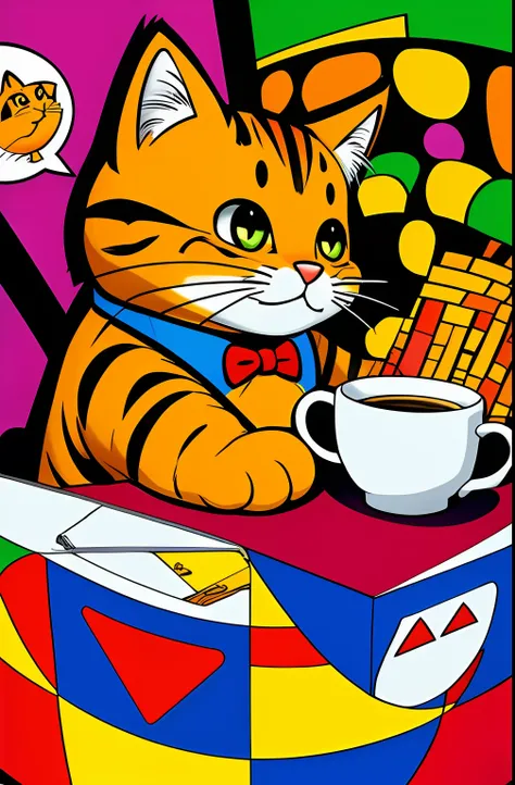 (CAT GARFIELD FROM THE ORIGINAL COMIC BOOK SERIES), WITH ALL THE PHYSICAL DETAILS OF THE ORIGINAL HAPPY HAVING A CUP OF COFFEE EDUARDO KOBRA ,Romero Brito,The Filling Twins ,multidimensional geometric wall PORTRAIT, arte, Chibi,
Yang08k, lindo, Colouring,
...