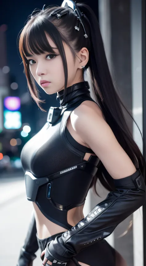 hightquality、​masterpiece、ultra res、a beauty girl、Beautiful girl face、cute girl face、、cyberpunked、Wearing cyperpunk clothes、full bodyesbian、Famous actresses of Japan、very beautiful face