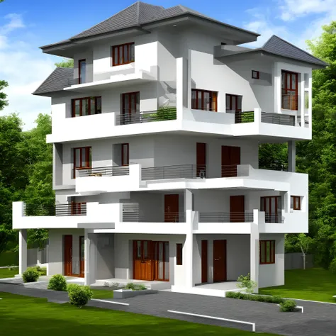 A 4-storey house with 4m width and 20m long