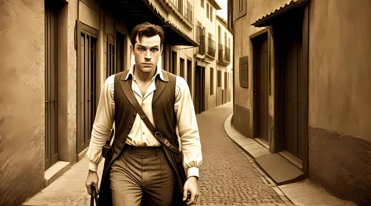 (((1homem))) branco, alto, with period clothes, rico, andando nas ruas de estocolmo, viela, eighteenth century, side-lighting, c...