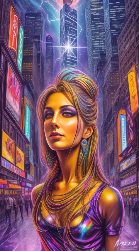 In the heart of New York Citys bustling Fifth Avenue, a captivating masterpiece by the acclaimed artist Freddie Mercury comes to life on a grand canvas. The vibrant painting showcases the legendary musician himself, transcending time and space, as he stand...