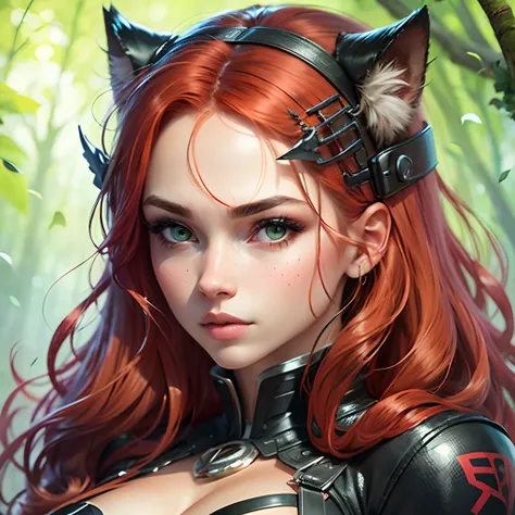 Panther, female, green eyes, red hair --auto --s2