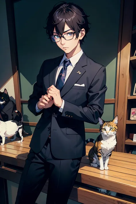 １，独奏、Soio、Anthropomorphic cat, youthfulness、Kizitora cat、Bipedal、smart、Glasses and pheasant cat, cat photo, looking heckin cool and stylish, Know the cat, Wearing a suit with glasses, funny cat, wearing a suit and glasses, awesome cat, serious business, a ...