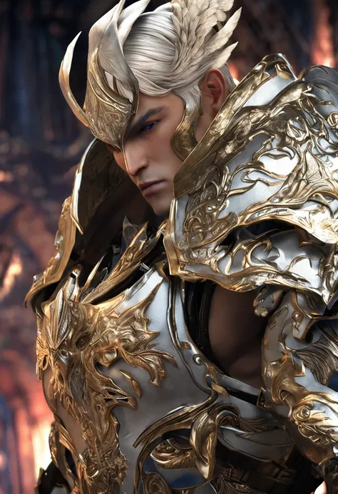 Kaamael, anjo, LINEAGE 2, homem, close, up