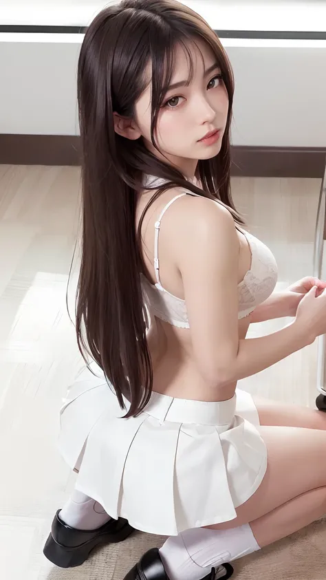 ((Medium-breasted, Small Head)), Sunlight, (Perfect Body: 1.1), (Young), (Short Wavy Hair: 1.2), (((School Uniform)), (Highly Detailed CG 8k Wallpaper), (Very Delicate and Beautiful), (Masterpiece), (Best Quality: 1.0), (Ultra High Definition: 1.0), Beauti...