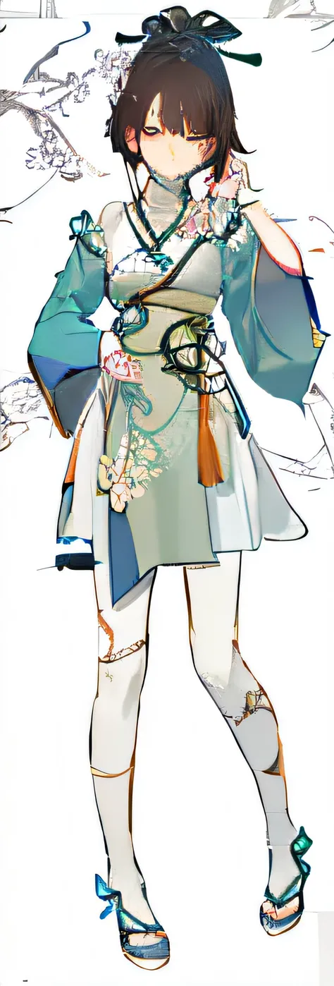 clear outfit design,, clothing design, Chinese style anime character design, detailed full-body concept, anime concept art, ( ( concept art of character ) ),  full-body xianxia, An orchid hairpin，brunette color hair，The upper body is wearing bamboo embroid...