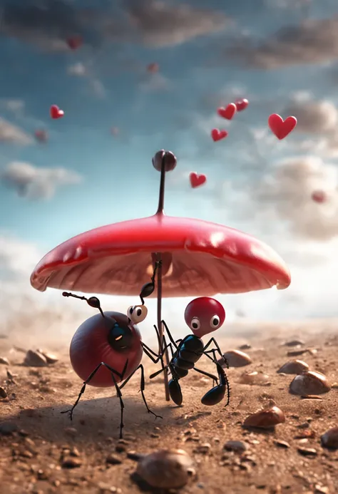 An ant carries a lollipop