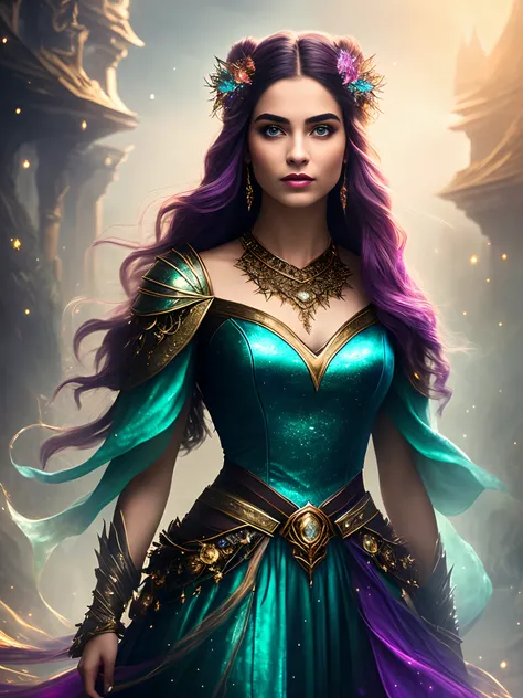 (((a beautiful magical young woman)))
create a spellbinding image of a beautiful young woman in a fantasy realm, radiating an au...