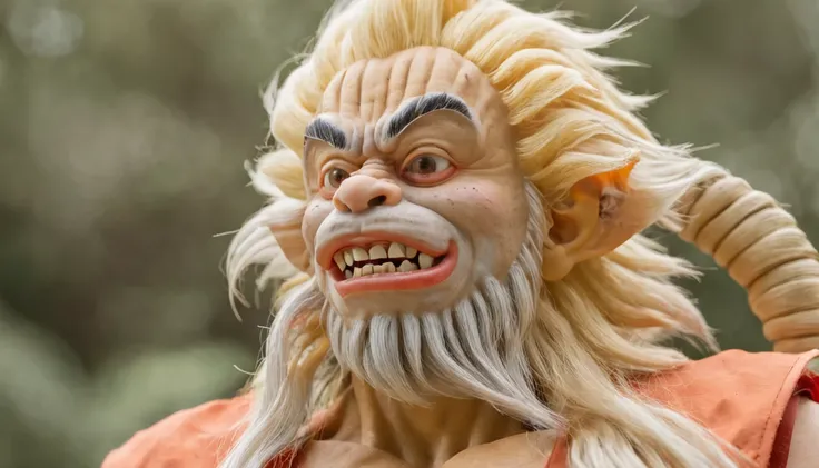 son goku，Journey to the West Long-haired Monkey，Monkey King 32K（tmasterpiece，k hd，hyper HD，16k）son goku，Backroom pond，zydink， a color， Asian people （A long-haired monkey）， （son goku）， Combat posture， looking at viewert， long whitr hair， Floating hair，Tiger...