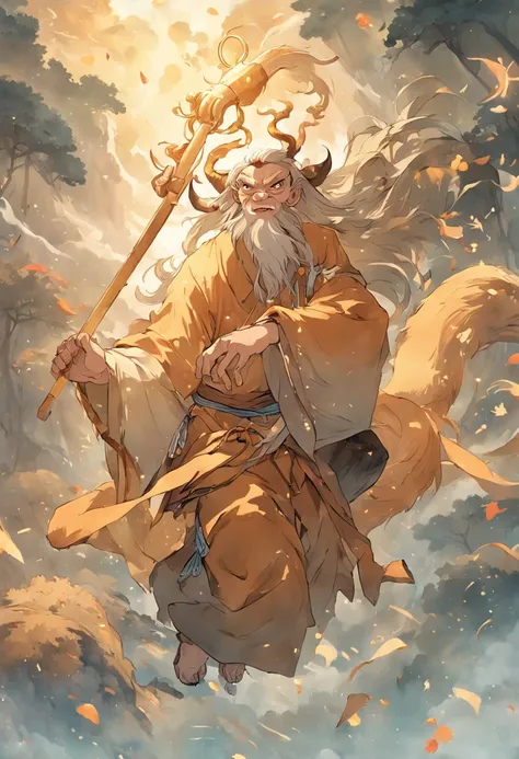 In ancient China, he had the appearance of a huge monkey called Qi Tian Daisheng and wore a hermit-like costume.々Holding a long golden club with a funny expression、A golden ring is worn on the forehead、Riding the clouds、Running in the sky、Masterpiece、Photo...