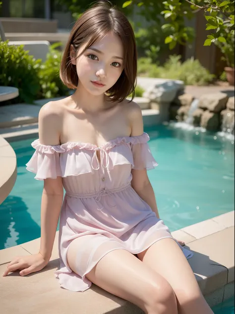 ((of the highest quality, 8K, masutepiece: 1.3, Raw photo)), Sharp Focus: 1.2, (1 AESPA Girl :1.1), (Solo: 1.2), (Realistic, Photorealistic: 1.37), (Face Focus: 1.1), Cute face, hyperdetailed face, Small breasts, flat chest, Short messy hair, Small Smile, ...