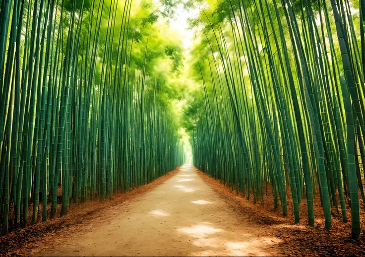 1920× 1080 masterpiece, Best quality, High quality, Extremely detailed Cg Unity 8K wallpaper, Charming and dreamy bamboo forest scene, With bamboo, The hidden fairytale valley creates a sense of mystery and charm, art  stations, Intricate, Trendy, Award-wi...