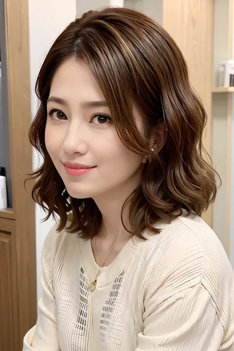 Base hair color is dark brown、White female background、Highlight Highlights、