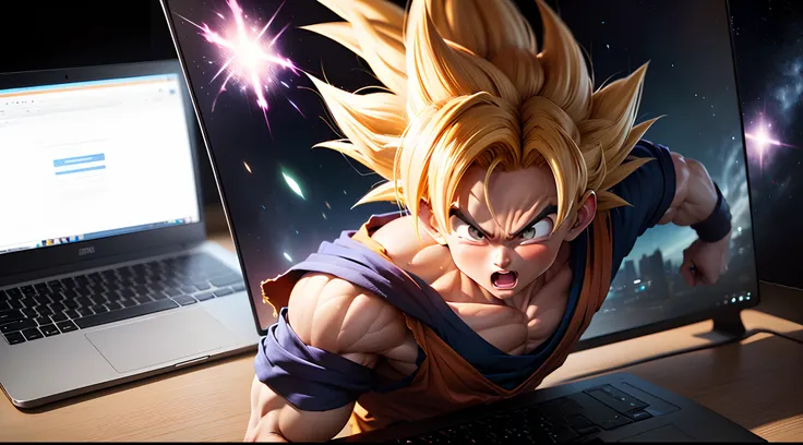 Goku png for my laptop skin such that it doesnt cover my laptop logo