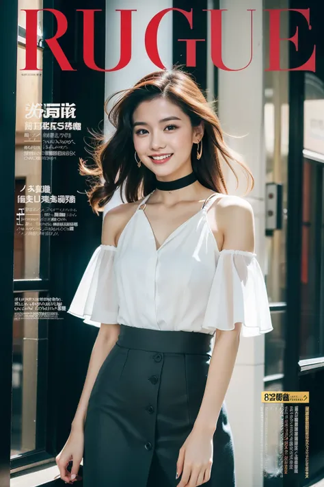 （8K分辨率，Photos above the knee in the distance，offcial art，Cover of a，（FashionMagCover：1.4），attention-grabbing，Oversized title font，Catchy，The title is larger，More eye-catching，modern day），（1womanl，20yr old，（Facial features of Thai Aom：1.8，s delicate face），L...