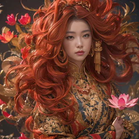 32k（tmasterpiece，k hd，hyper hd，32k）large curls，flowing rouge，ponds，zydink， a color，  asian people （silly girl）， （silk scarf）， co...