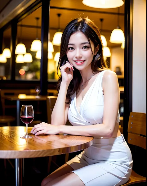 (64K, UHD, top quality, masterpiece: 1.2), (realistic, photorealistic: 1.37), super detailed, pretty woman 1 person, (slim face), (slim body), (brown hair), (short cut), cheeks slightly blushing, (44 years old), 38 years old, solo, beautiful detailed urban...