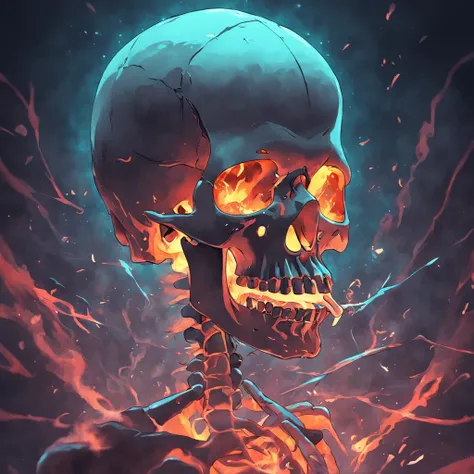 skull, no background, smoke