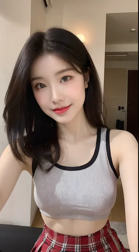 high detal，8K分辨率，超高分辨率，Best image quality，a beauty girl，lipsticks，Love pupils，Peerless beauty，Messy black straight hair，shoulder-length short hair，（Coiled hair）Smooth hair，Intense and beautiful makeup，Exquisite and perfect facial features，the most beautifu...