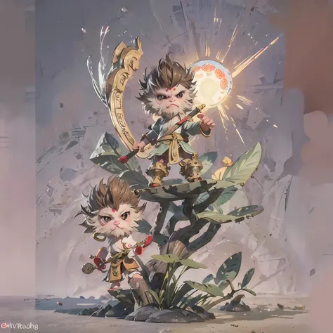 masterpiece,  full body, chibi, cute, sun wukong, monkey king