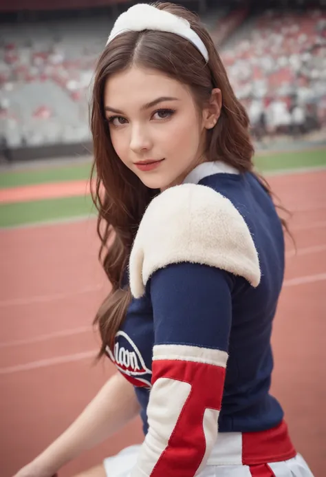 1girl, cheerleader, Stadium Background