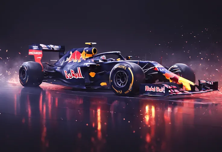 a close up of a red bull racing car on a black background, red bull, rb 6 s, rb6s, max verstappen, octane render ] ”, photographic render, octane render ”, octane render”, rendered in v-ray, rendered in corona, f11:6, rendered in povray, extreme render, mo...