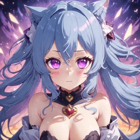 Blue hair, Heart-shaped pupils, Purple eyes, Shy, anime big breast, Rococo style, Sparkle, hyper HD, High details，full bodyesbian