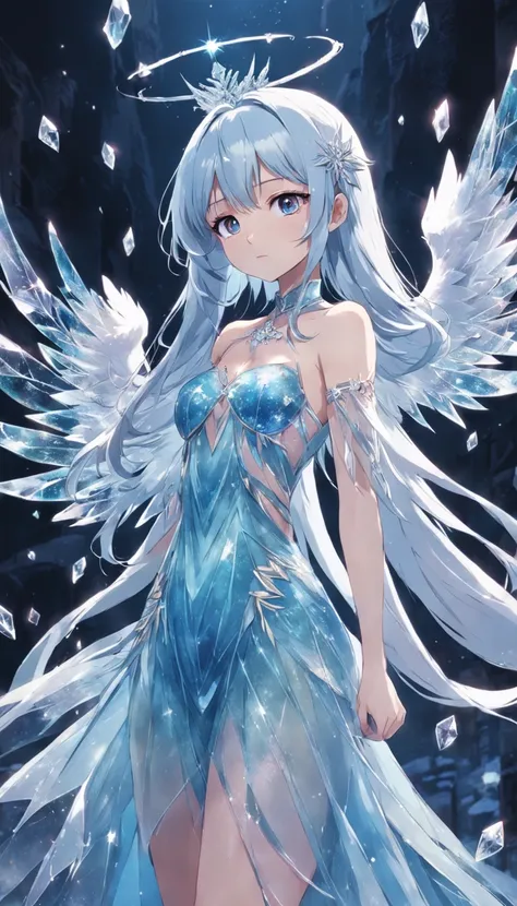 suijing,1girl,(ice crystal dress:1.41),crystal wings,princess of the crystal,