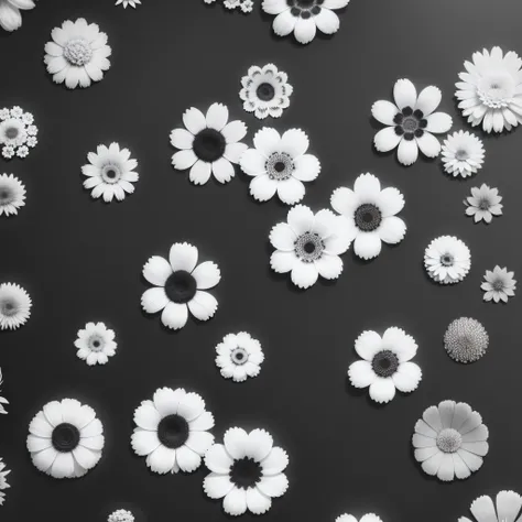 black and white flower pattern only flowers