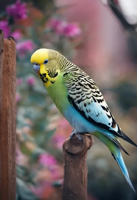 budgerigar，aquarelle，blue white colors，Hairy half