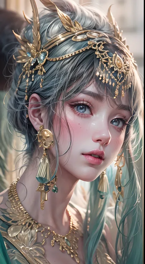 （tmasterpiece，best qualtiy，realisticlying：1.37），（Complex and sophisticated，Highly detailed skin and face），（1girll），独奏，standing on your feet，Intricate Hmong costumes、Delicate headgear、Delicate earrings，cinematic pastel lighting，8k wallpaper，Solidarity，art  ...