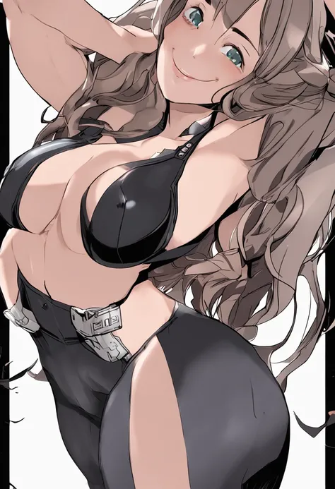 Embarrassing,smil,Angle from below,A Japanese Lady,Japanese high school students,oppai, Black bra, bottom body close up, Open V chest clothes, Chic, clear curvy details, tiny black bra, smooth tiny details, close up half body shot, cleavage, Black swimsuit...