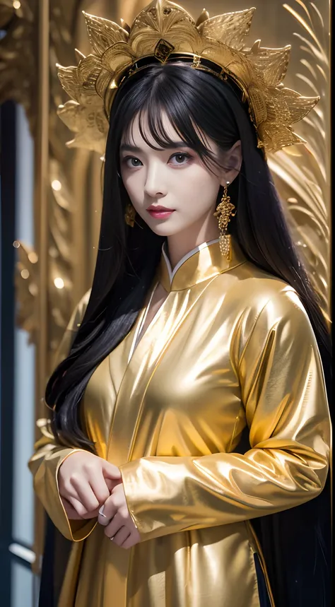 32K（tmasterpiece，k hd，hyper HD，32K）Long flowing black hair，ponds，zydink， a color，  Asian people （Silly girl）， （Silk scarf）， Combat posture， looking at the ground， long whitr hair， Floating hair， Python headdress， Chinese long-sleeved clothing， （abstract in...