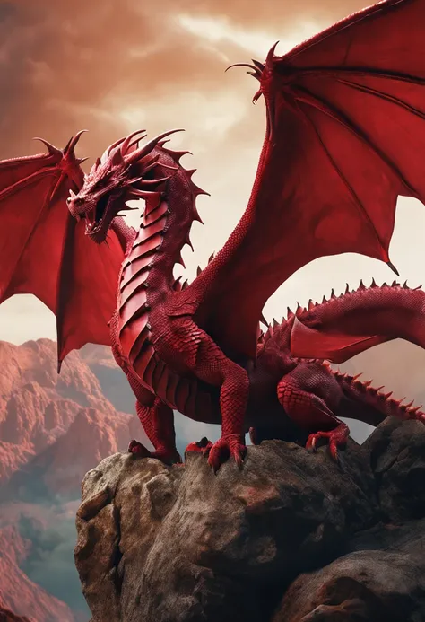 best quality, a stunning artwork of a beautiful red dragon, intricately detailed, (best shadow), elegant, volumetric lighting