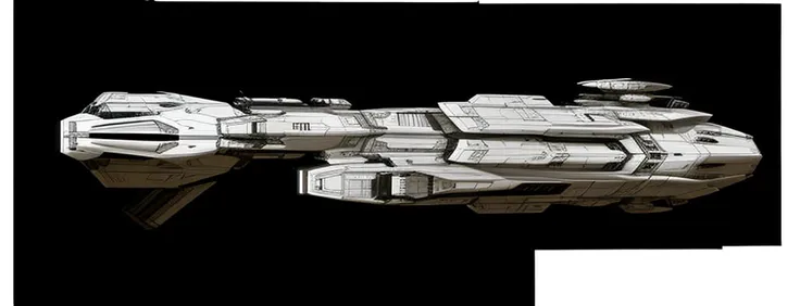 scifi spaceship, huge detail, Left view，white backgrounid，simplebackground