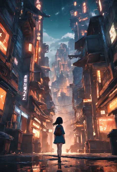 "(Masterpiece), incredibly detailed, Unreal Engine, 4K, a solitary girl exploring a bustling cityscape."