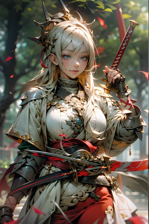 A reloaded swordsman，Ultra-thick armor wraps the whole body，A giant sword with both hands on the ground，The red spinning sword qi overflowed，，Blood，depth of fields，dynamic blur，high light，Real light，Ray traching，oc rendered，Hyper-realistic，best qualtiy，8K，...