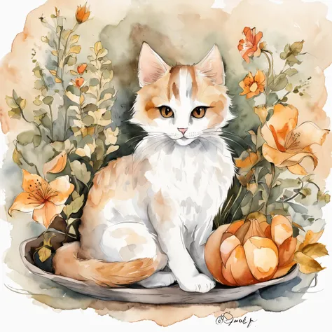 Picture a cat cozily nestled in a reading nook, engrossed in a tiny book, its expression one of sheer concentration. The artwork employs a cute and endearing style, depicting the cats adorable dedication to the literary world, perfect for cat and kitten lo...