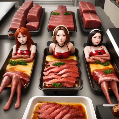 The girls are made into roasted meat