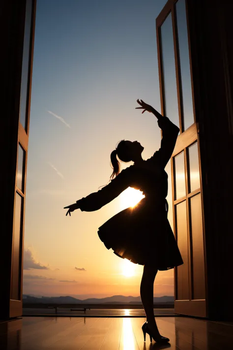 Dancing woman in silhouette、Perfect style、Contre-Jour