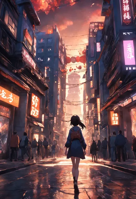 (masterpiece), highly detailed, unreal engine, 4k, 1girl walking in a city