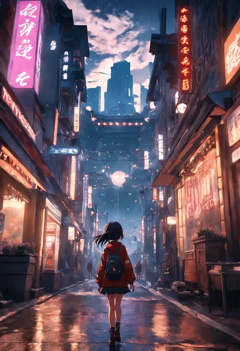 (masterpiece), highly detailed, unreal engine, 4k, 1girl walking in a city