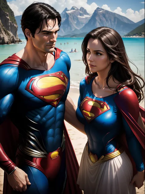 ((("Photorealistic Superman and Wife on Vacation")))
Subject: A captivating photorealistic photograph capturing Superman and his wife enjoying a vacation together in a picturesque setting.
Type of Image: Photorealistic photograph.
Art Styles: Realism, Roma...