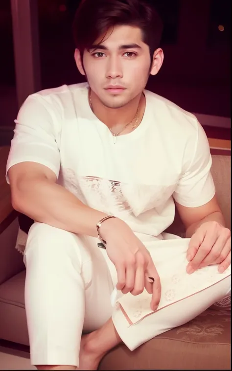 handsome man in white