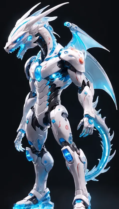 chinesedragon, (Blind box toy style:1.2), (Full body shot) , 1 Transparent Boy,Behind him is a transparent Chinese dragon, Transparent mech, Exquisite helmet:1.2, Luminous goggles:1.2, Cyberpunk, dreamy glow, luminous neon lights, Clean, White background, ...