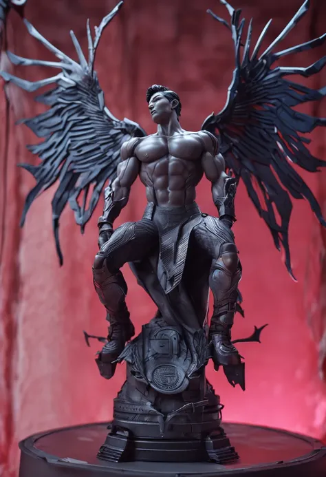 Sculpture design，Figures，GK model，The whole body of the character，sexy for，Wings，Handsome，Expose muscles，base，Wu Yifan，Handsome cybernetic boy looking at camera lingerie detailed muscular reality masterpiece，musculous