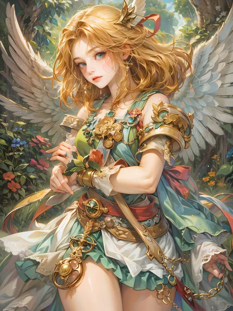 (absurdres, highres, ultra detailed, HDR), masterpiece, best quality, legend of mana character, detailed character, an angel